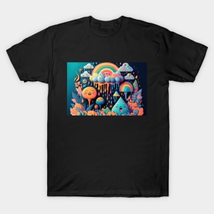 Psychedelic Paint Drip Rainbow Rain Clouds 1.1 T-Shirt